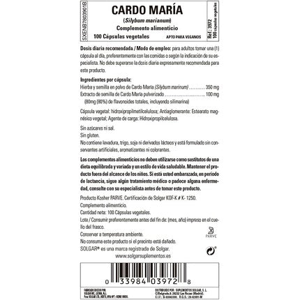 Solgar Milk Thistle Liver Support 100 Vegetable Capsules