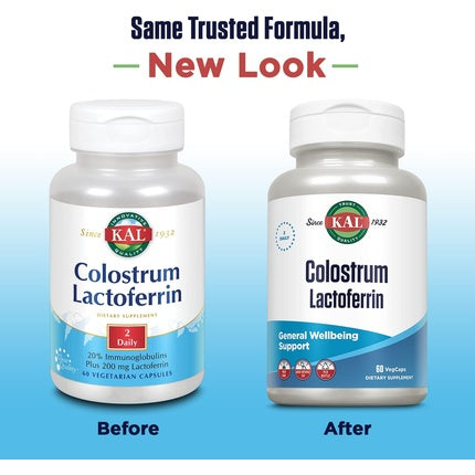 KAL Colostrum Lactoferrin with 20% Immunoglobulins and Beta Glucan 60 Capsules - 30 Servings