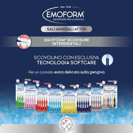 Interdental Brush Emoform with SoftCare Technology for Gentle Gum Contact with Soft Bristles - Ergonomic and Non-Slip Handle with Cap