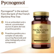 Solgar Pycnogenol 100mg Derived from Pine Bark Works Combined with Vitamins C & E Vegan 30 Vegetable Capsules