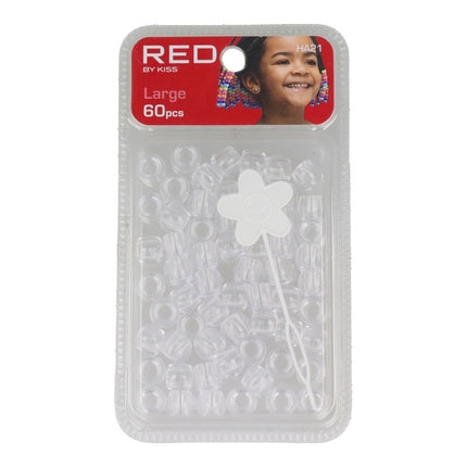 Red Kiss L Hair Beads 60 Pieces Clear - Perfect For Hair Styling