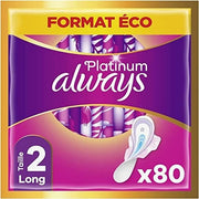 Always Platinum Damenbinden with Wings Long Plus Size 2 Medium Flow Eco-Format 80 Individually Wrapped