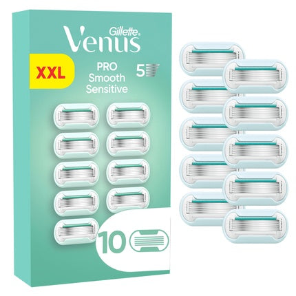Venus Gillette Venus Pro Smooth Sensitive Razor Blades For Sensitive Skin - Green/White - 10 Pieces