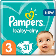 Pampers Baby-Dry Size 3 Diapers 31, Up To 12 Hours Of Protection, 6-10kg Size 3