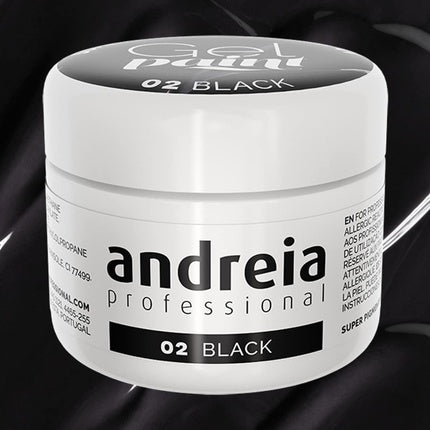 Andreia Professional Nail Art Design Gel Paint Pots 4g 02 Black