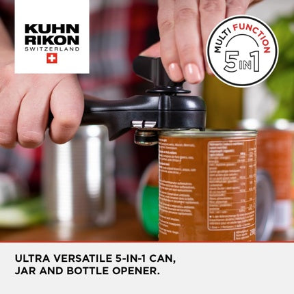 Kuhn Rikon 5-in-1 Can, Jar & Bottle Opener with Self-Attaching Lid