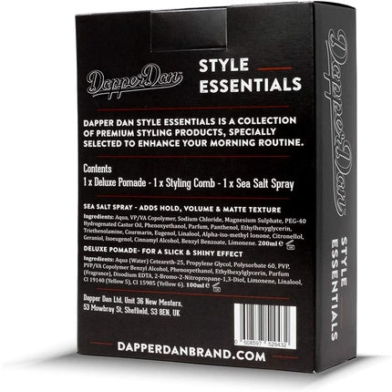 Dapper Dan Style Essentials Gift Pack with Deluxe Pomade, Sea Salt Spray, and Styling Comb - 3 Piece Set