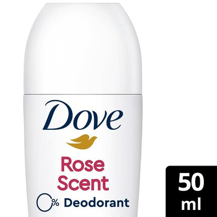 Dove Rose Scent Roll-On Deodorant 0% Aluminum Salts with 1/4 Moisturizing Cream and 48 Hour Protection 50ml