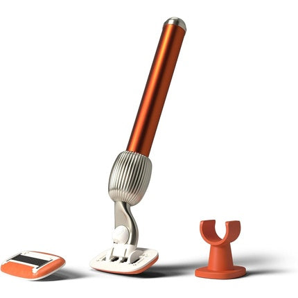 Fler The Razor Starter Set - Women's Razor with Replaceable Razor Heads and Holder - Unisex Razor with Aloe Vera, Vitamin E - Sicily Orange