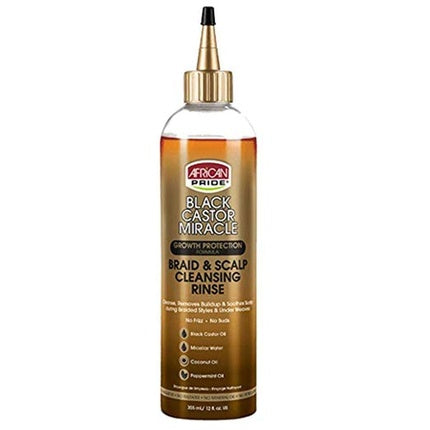 African Pride Black Castor Miracle Braid & Scalp Cleansing Rinse No Frizz No Suds 355ml