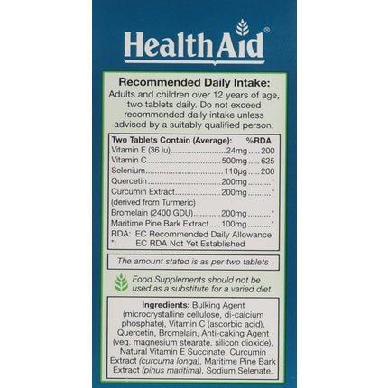 Healthaid Allergforte - Quercetin, Pine Bark, Curcumin - 60 Vegan Tablets