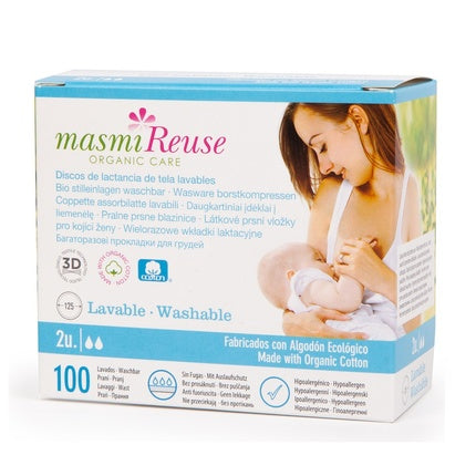 Masmi Reuse Organic Care Reusable Nursing Pads Made Of Organic Cotton - 2 Pieces