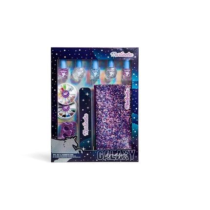 MARTINELIA GALAXY DREAMS NAIL SET & COSMETIC BAG Colorful Kids Nail Polish Set with Cosmetic Bag - Ideal Gift for Girls
