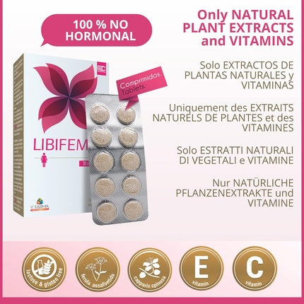 LIBIFEME Women Tablets Vitamins and Natural Plants Extracts to Increase Pleasure and Sensitivity During Intimate Moments Reduce Female Vaginal Dryness Libido Booster 30 Tablets