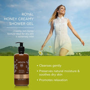 APIVITA Royal Honey Creamy Shower Gel with Essential Oils 16.9 fl.oz. for Dry Skin with Honey & Propolis Extract