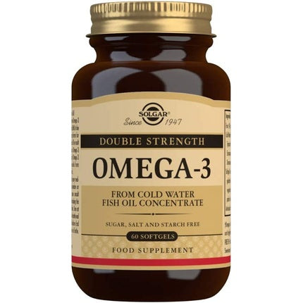 Solgar Omega-3 Double Strength Softgels for a Healthy Heart Brain and Vision 60 Softgels