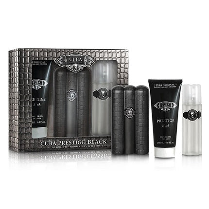 Cuba Original Men Prestige Black Gift Set - Includes 90ml Edt Spray, 100ml After Shave Lotion, And 200ml Shower Gel