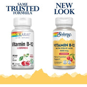 Solaray Vitamin B-12 1000mcg Lozenges with Folic Acid Natural Cherry Flavor 90 Count