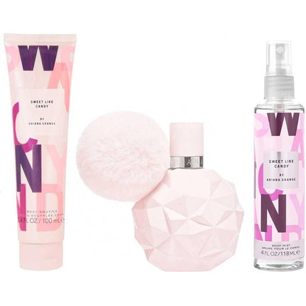 Sweet Like Candy by Ariana Grande for Women 3 Pc Gift Set 3.4oz EDP Spray, 3.4oz Body Souffle, 4oz Body Mist 340 ml