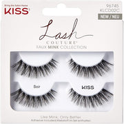 KISS Lash Couture Faux Mink Collection 2 Pairs of False Lashes Soir Ultrafine Tapered Synthetic Fake Lashes with Lash Glue