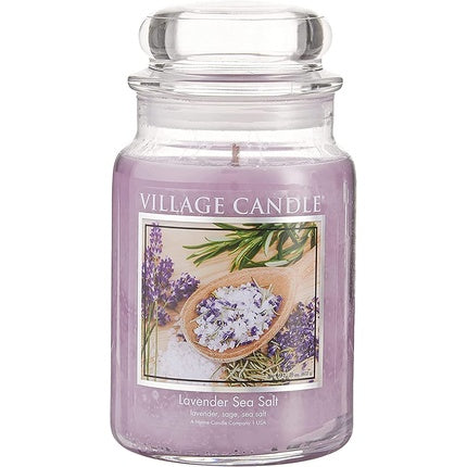 Village Candle Scented Jar Candle, Lavender, Sea Salt, 740ml, Large Purple