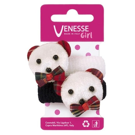 Sponge Elastics for Girls with Teddy Bear 2 pcs