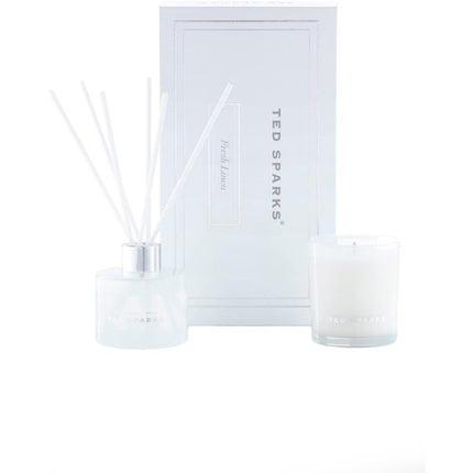 Ted Sparks Scented Candle & Diffuser Gift Set - White Fresh Linen