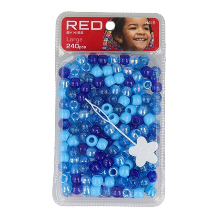 Red Kiss L Hair Beads 240 Pieces Blue Assorted