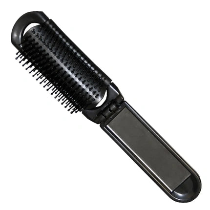 Eurostil Foldable Black Hair Brush With Mirror