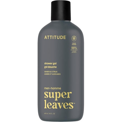 Attitude Shower Gel Body Wash for Men with 98% Natural Origin Ingredients - Paraben Free