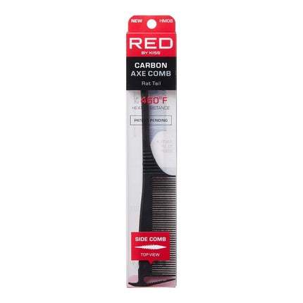 RED by Kiss Carbon Axe Comb Parting Comb Anti Frizz Heat Resistant Hair Comb Rat Tail