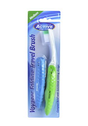 Active Oral Care Voyager Folding Travel Brush Medium 2 Pieces