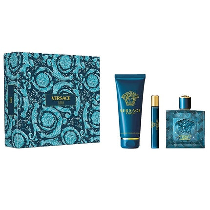 Versace Eros Parfum Set - Includes 100ml Parfum Spray, 150ml Shower Gel, And 10ml Parfum Spray