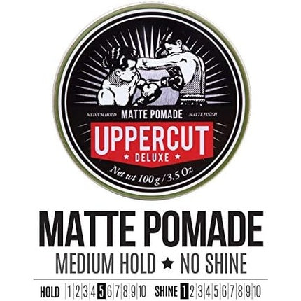 Uppercut Deluxe Matte Pomade Hair Styling Product for Men with Medium Hold and No Shine 100g