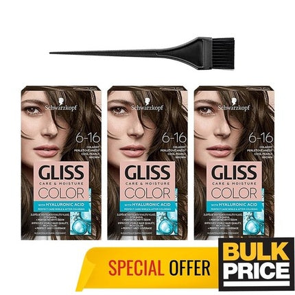 Schwarzkopf Gliss Color 6-16 Cool Pearly Brown Salon Quality Results