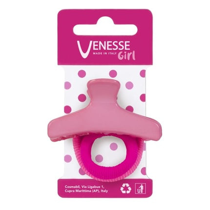 VENESSE PINZA BIMBA MINI PARUCCHIERE 2 ELASTICI FILANCA Hair Clips with 2 Elastic Bands
