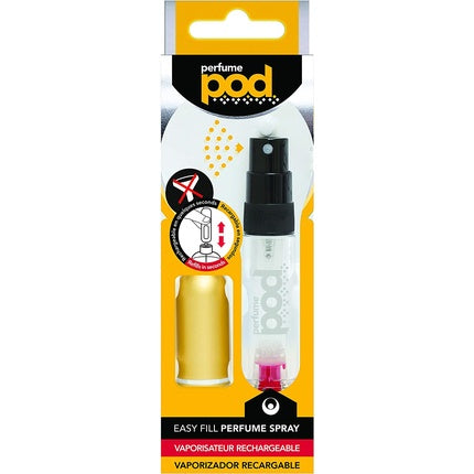 Perfume Pod Clear Refillable Perfume Atomizer with Spray and Genie-S Refill Gold