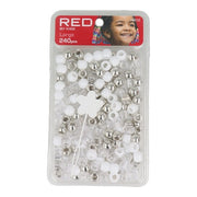 Red Kiss L Hair Beads 240 Pieces Silver Assorted