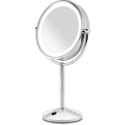 BaByliss 9436E LED Makeup Mirror in Chrome Design Illuminated Double Sided 10x Magnification Battery Operated
