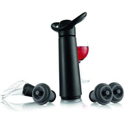 Vacu Vin Wine Pump Concerto With 3 Stoppers, Plastic, Black, Uniform