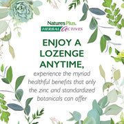 NaturesPlus Herbal Actives Immune Zinc Lozenges Chewable Zinc and Vitamin C Tablets with Olive Leaf and Elderberry Natural Cherry Flavour 60 Lozenges