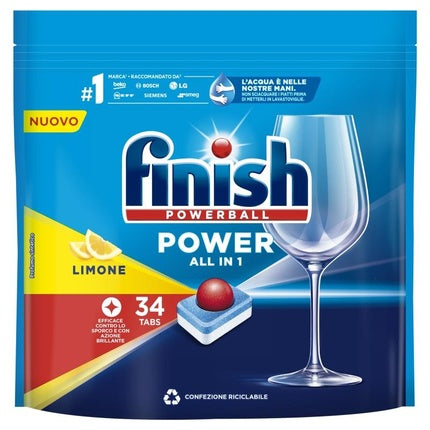 Finish Tabs Dishwasher Detergent 34 Pcs Power All Lemon Scented