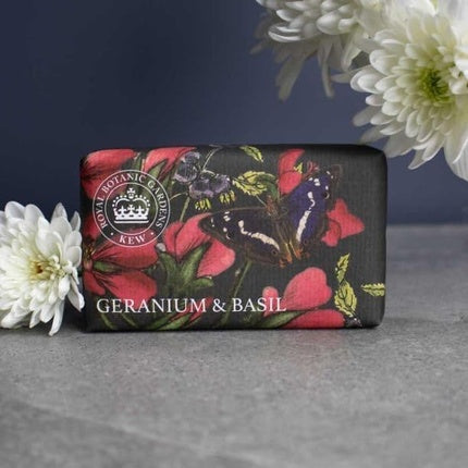 Kew Gardens Geranium and Basil Luxury Soap Vegan Body Soap Bar 240g