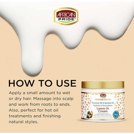 African Pride Moisture Miracle Coconut and Baobab Oil Leave-In Cream 15 oz