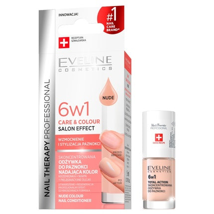 Eveline Nail Therapy Professional 6 In 1 Care & Colour Nail Treatment In Nude - 5ml