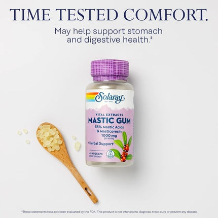 SOLARAY Mastic Gum 1000mg Gut Health and Digestion Supplement 45 VegCaps