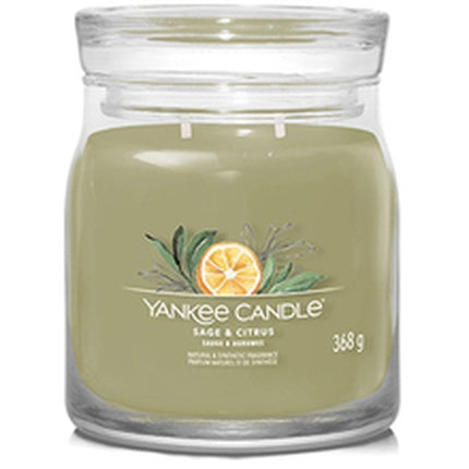 Yankee Candle Sage Citrus Signature Candle Aromatic Candle In Medium Glass 368 G
