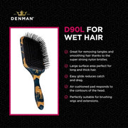 Denman Tangle Tamer Ultra Detangling Paddle Brush for Curly Hair and Black Natural Hair D90L Tiger Print