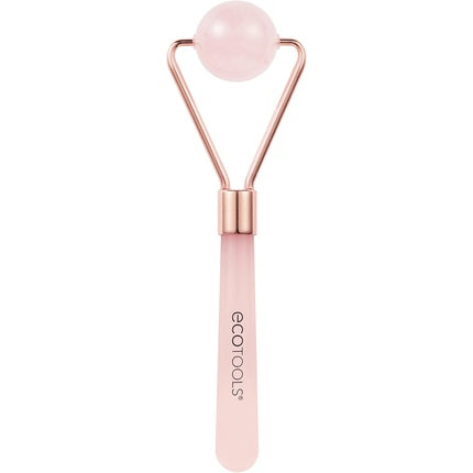 EcoTools Rose Quartz Contour Roller Skincare Sculpting Tool Facial Roller for Depuffing Calming Skin Unique Ball Shape Natural Beauty Tool Pink
