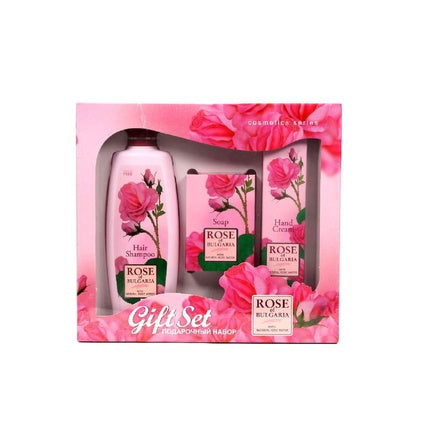 Rose Gift Set - Hair Shampoo 330ml, Soap 80gr, and Hand Cream 75ml